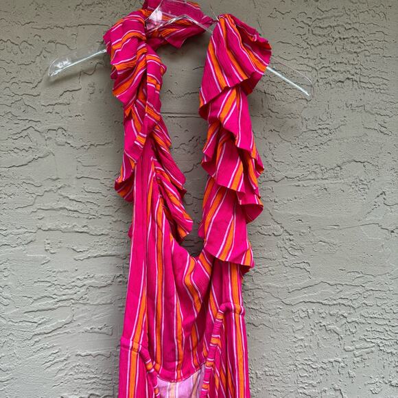 Lovers + Friends Dress Amity Mini Ruffles One Shoulder Styling Tassels M NWT - Picture 7 of 9